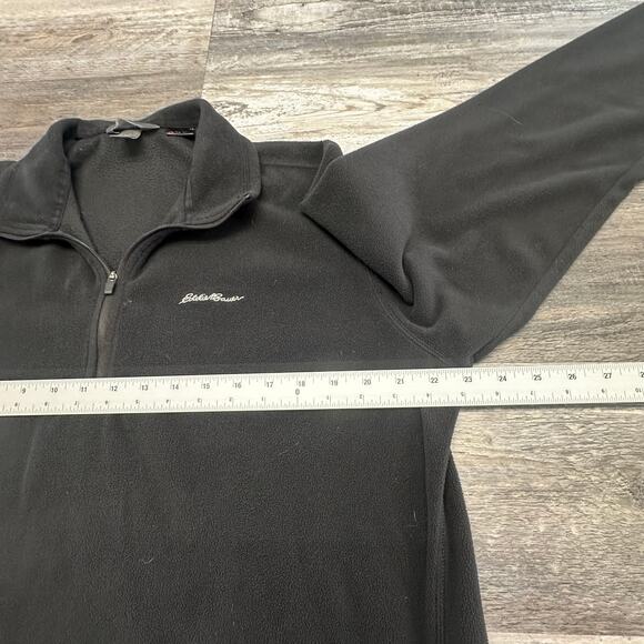 Eddie Bauer Black Mens LT Quarter Zip Polartec Fleece Pullover Sweatshirt Gorp - Picture 8 of 10